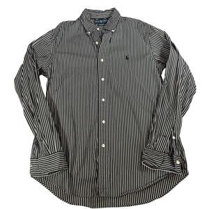 Ralph Lauren Mens Custom Fit black white stripe button down. Size M. preppy